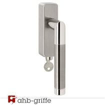 Fenstergriff Duo abschließbar 35+43 mm Edelstahl poliert / matt L-Form bicolor